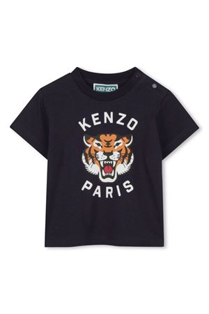 Blue logo-print cotton T-shirt KENZO KIDS | K60971848